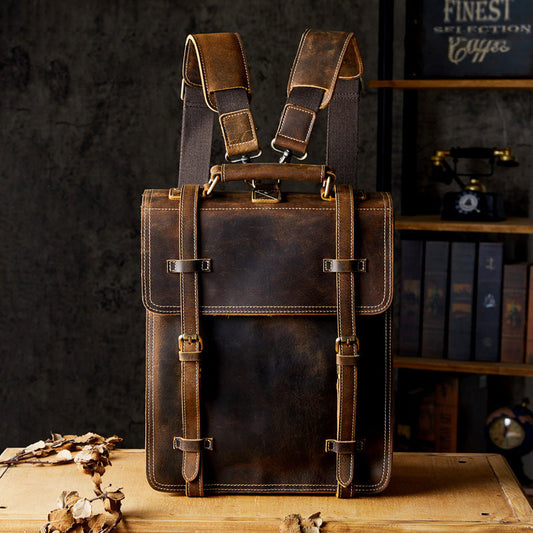 Cowhide Leder Retro-Rucksack